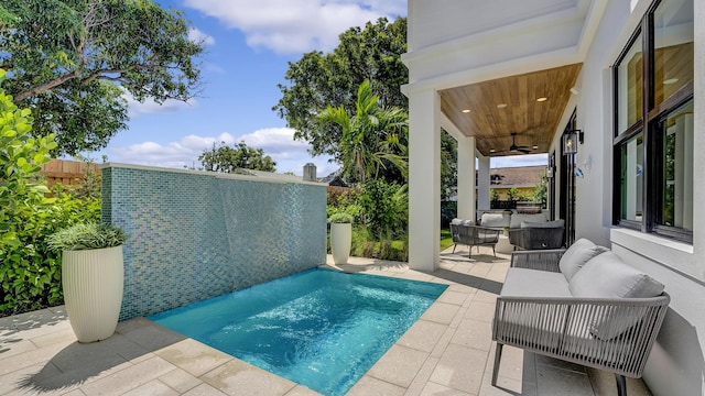 1105 NE 2nd Ave, Delray Beach, FL 33444 - view of pool featuring a patio area, an outdoor hangout area, and a ceiling fan