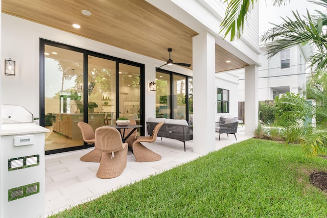 1105 NE 2nd Ave, Delray Beach, FL 33444 - view of patio / terrace featuring an outdoor living space and a ceiling fan