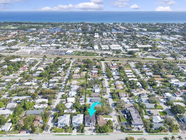 1105 NE 2nd Ave, Delray Beach, FL 33444 - aerial overview of property's location with a nearby body of water and nearby suburban area