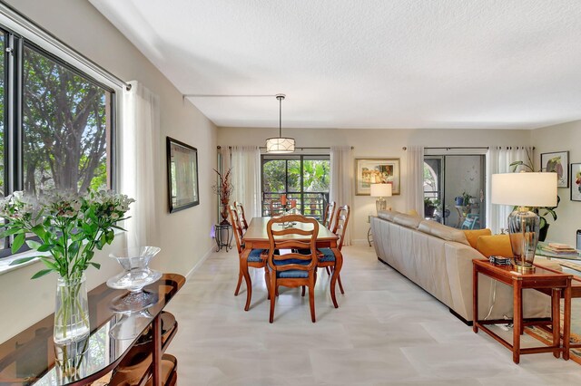 6328 Longboat Ln Unit 302, Boca Raton, FL 33433 - dining room with baseboards, light floors, and a textured ceiling