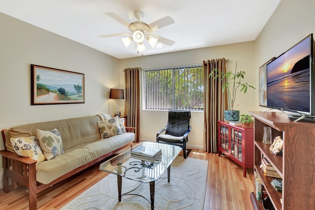 6328 Longboat Ln Unit 302, Boca Raton, FL 33433 - living room with ceiling fan and light wood-style floors
