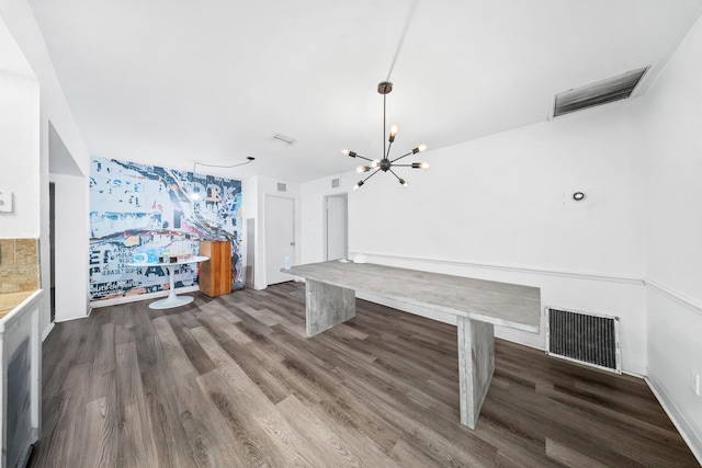 356 SE Prima Vista Blvd, Port Saint Lucie, FL 34983 - unfurnished living room with dark wood finished floors and a chandelier
