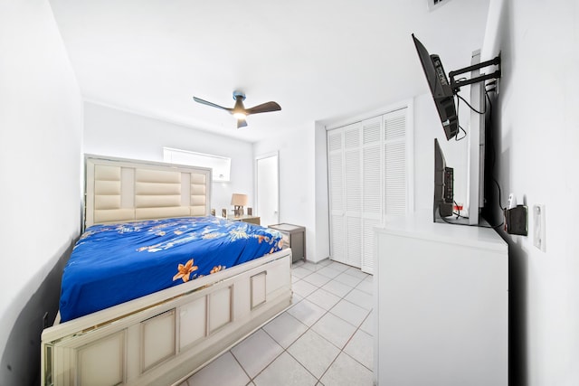 356 SE Prima Vista Blvd, Port Saint Lucie, FL 34983 - bedroom featuring light tile patterned floors and ceiling fan