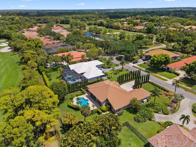 aerial perspective of suburban area with a local golf course
