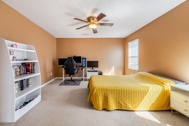 1915 Capeside Cir, Wellington, FL 33414 - bedroom featuring carpet, an office area, ceiling fan, and a textured ceiling