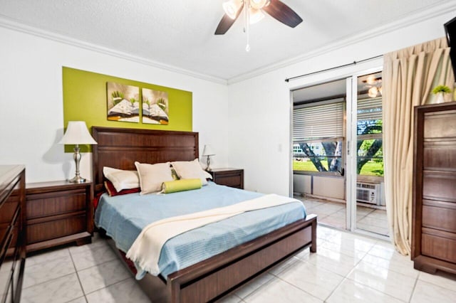 19 Islewood A 19, Deerfield Beach, FL 33442 - bedroom featuring ornamental molding, access to exterior, and a ceiling fan
