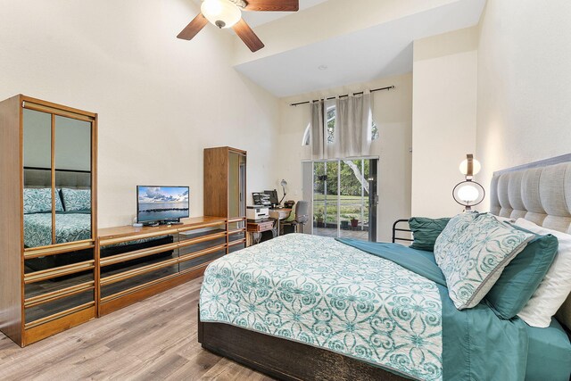 7793 Highlands Cir, Margate, FL 33063 - bedroom featuring a towering ceiling, wood finished floors, and ceiling fan