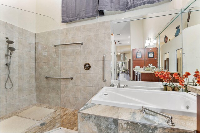 7793 Highlands Cir, Margate, FL 33063 - bathroom featuring a bath, walk in shower, and vanity