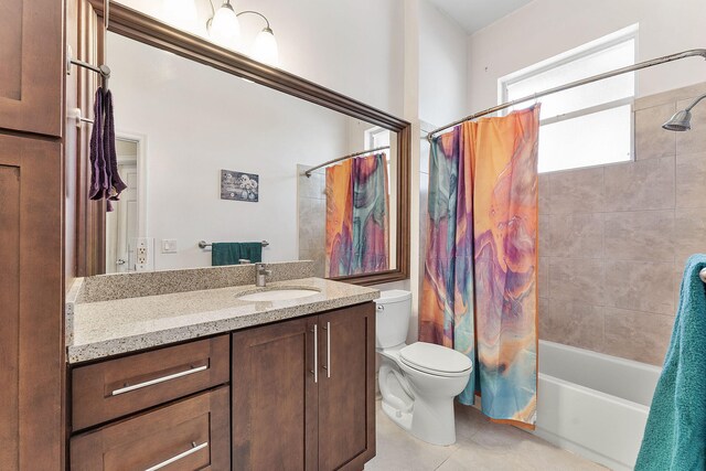7793 Highlands Cir, Margate, FL 33063 - full bathroom with tile patterned flooring, shower / bath combo, vanity, and toilet