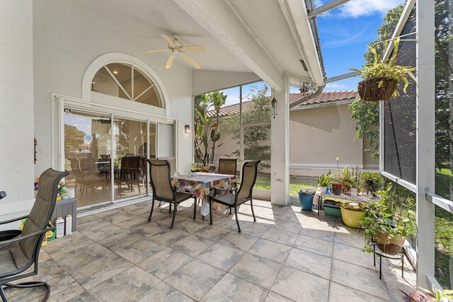 7793 Highlands Cir, Margate, FL 33063 - sunroom / solarium featuring outdoor dining space, ceiling fan, and plenty of natural light