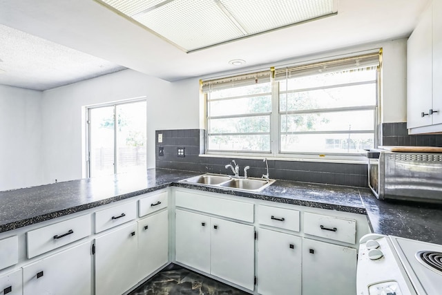 kitchen with a sink, plenty of natural light, and tasteful backsplash