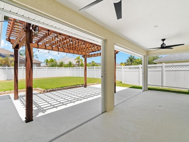 800 Alexandra Ave SW, Vero Beach, FL 32968 - view of patio featuring ceiling fan and a pergola