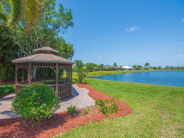 800 Alexandra Ave SW, Vero Beach, FL 32968 - surrounding community with a gazebo, a yard, and a water view