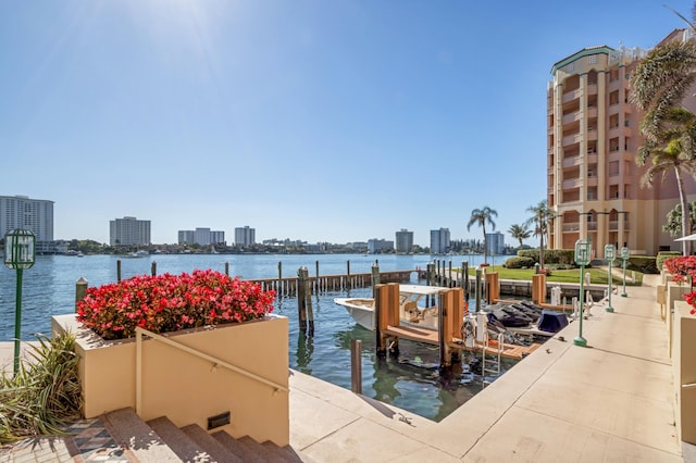 300 SE 5th Ave Unit 8060, Boca Raton, FL 33432 - dock area featuring a view of city and a water view