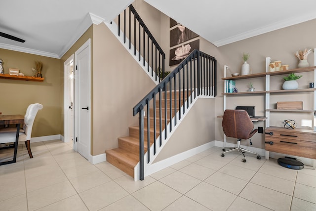6824 68th Way, West Palm Beach, FL 33409 - home office with crown molding, baseboards, and tile patterned floors