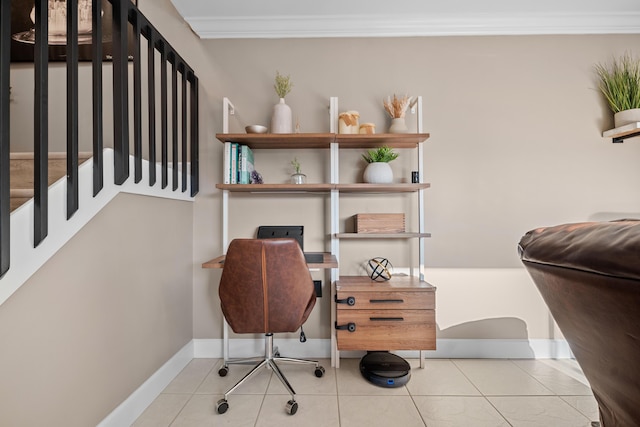 6824 68th Way, West Palm Beach, FL 33409 - tiled office featuring ornamental molding and baseboards