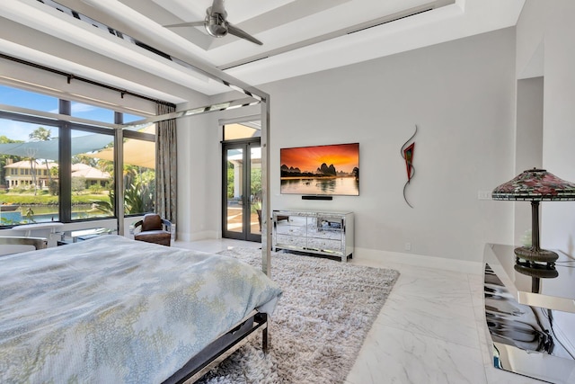 2783 Rhone Dr, Palm Beach Gardens, FL 33410 - bedroom with access to outside, marble finish floors, and baseboards