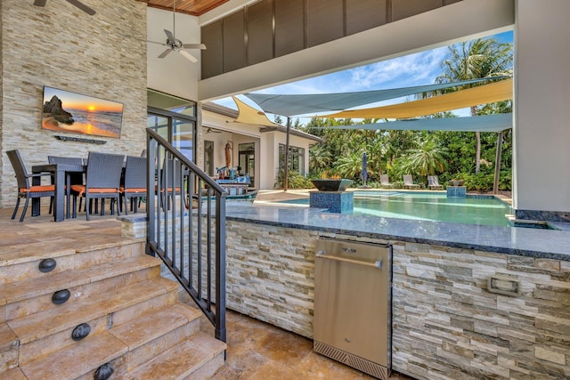 2783 Rhone Dr, Palm Beach Gardens, FL 33410 - view of patio / terrace with a ceiling fan, area for grilling, and outdoor dining space