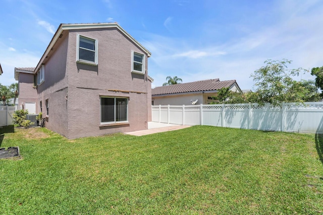 8074 Stirrup Cay Ct, Boynton Beach, FL 33436 - rear view of house with stucco siding, a patio area, and central AC