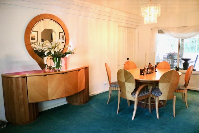 15550 73rd St N, The Acreage, FL 33470 - dining room featuring carpet flooring and a chandelier