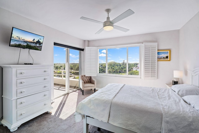 44 Cocoanut Row Unit 626B, Palm Beach, FL 33480 - bedroom with access to exterior, carpet floors, and ceiling fan