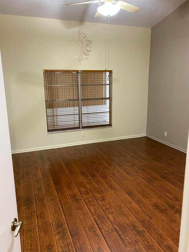 3962 Dafilee Cir, West Palm Beach, FL 33417 - unfurnished room with dark wood-style flooring, ceiling fan, and baseboards