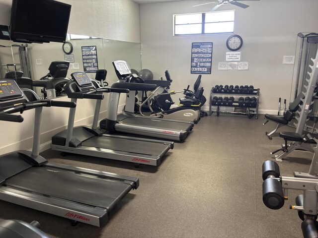 3962 Dafilee Cir, West Palm Beach, FL 33417 - workout area with a ceiling fan