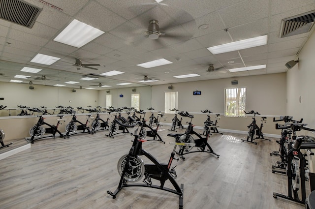 196 Upminster L Unit 196, Deerfield Beach, FL 33442 - exercise room with wood finished floors, a paneled ceiling, and baseboards