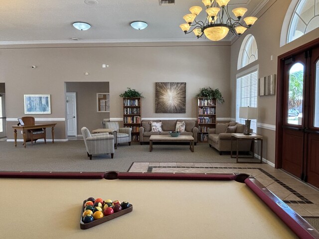 community lobby featuring ornamental molding