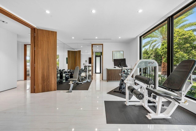 4460 NE 31st Ave, Lighthouse Point, FL 33064 - exercise room featuring healthy amount of natural light and recessed lighting