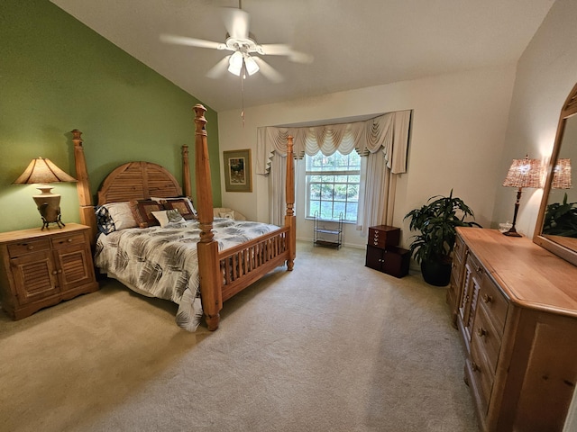 1639 SW Harbour Isles Cir Unit 29, Port Saint Lucie, FL 34986 - bedroom featuring light carpet, lofted ceiling, and ceiling fan