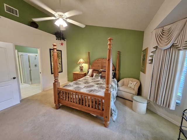 1639 SW Harbour Isles Cir Unit 29, Port Saint Lucie, FL 34986 - bedroom with light carpet, lofted ceiling, ceiling fan, and baseboards