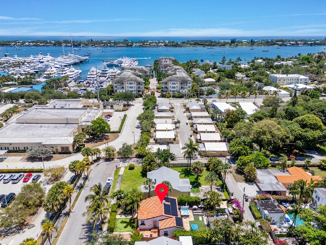 aerial view of a nearby body of water