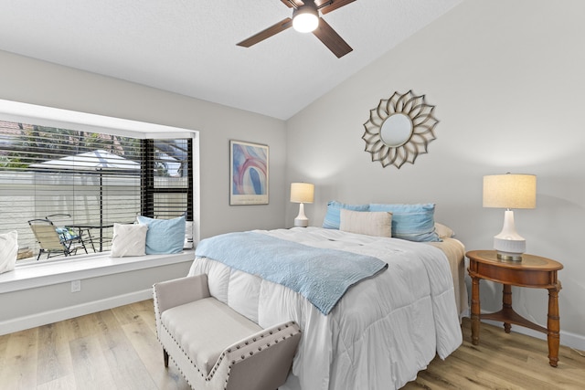 701 Sea Oats Dr Unit A-4, Juno Beach, FL 33408 - bedroom featuring lofted ceiling, wood finished floors, and a ceiling fan