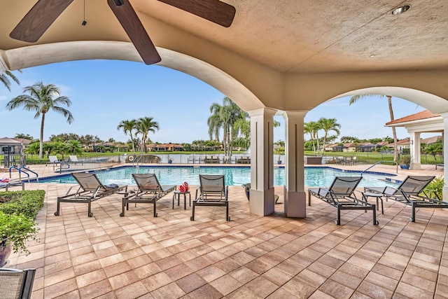 14838 Strand Ln, Delray Beach, FL 33446 - view of patio / terrace with a community pool