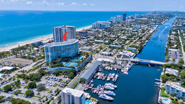 view of urban area featuring a large body of water