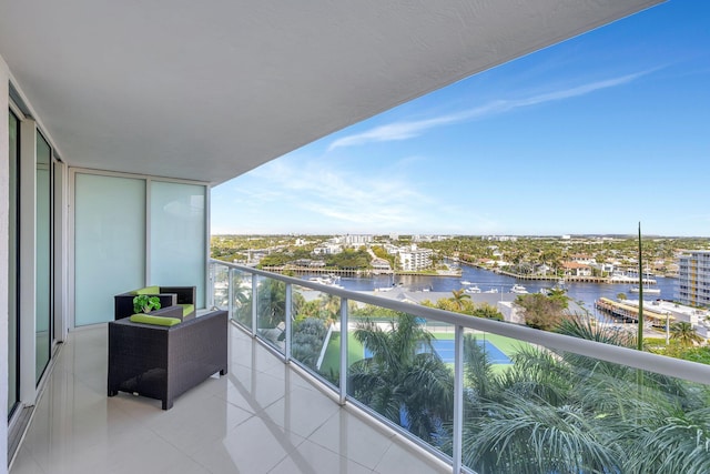 balcony with a water view