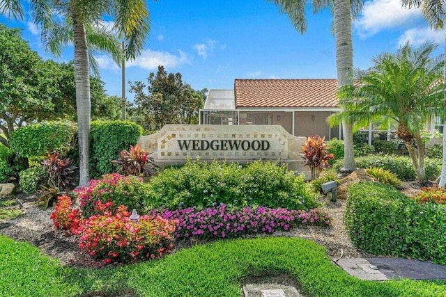 view of community sign