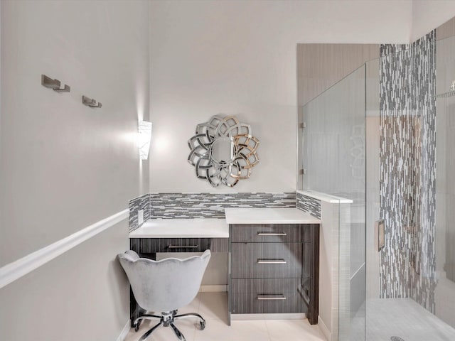 bathroom featuring a stall shower