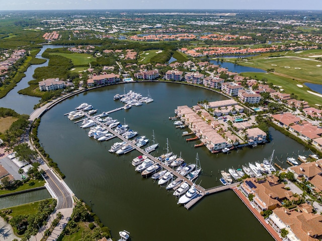 aerial overview of property's location with a nearby body of water