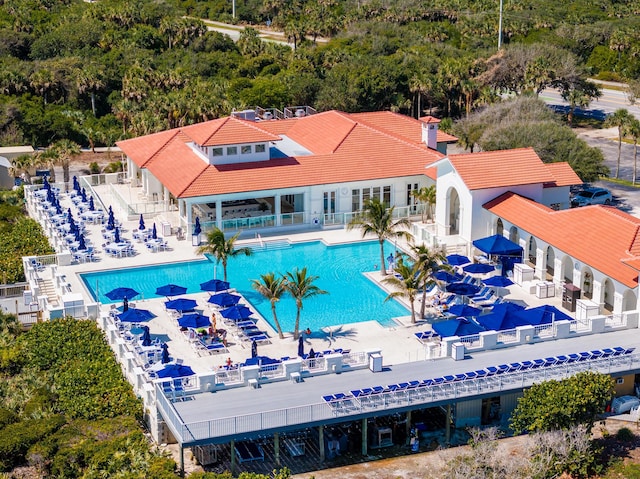 community pool with stairway