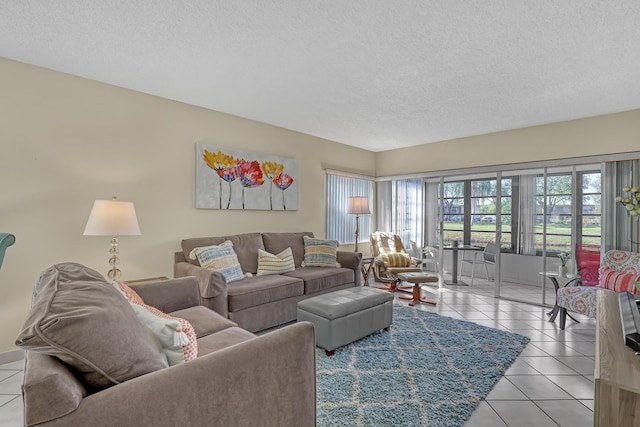 13446 Sabal Palm Ct Unit A, Delray Beach, FL 33484 - living area featuring light tile patterned flooring and a textured ceiling