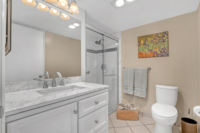 13446 Sabal Palm Ct Unit A, Delray Beach, FL 33484 - full bath featuring a shower stall, vanity, toilet, and tile patterned flooring