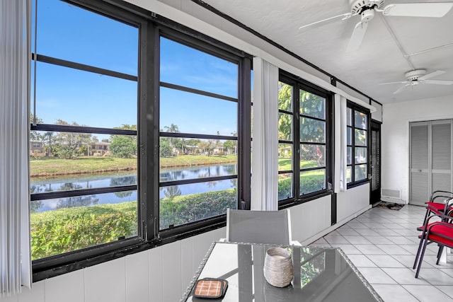 13446 Sabal Palm Ct Unit A, Delray Beach, FL 33484 - sunroom with a water view and tile patterned flooring