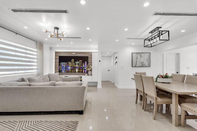 11290 SW 48th St, Miami, FL 33165 - living area featuring a chandelier, recessed lighting, and baseboards
