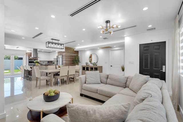 11290 SW 48th St, Miami, FL 33165 - living area featuring recessed lighting and a chandelier