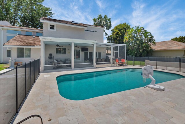 6851 Giralda Cir, Boca Raton, FL 33433 - view of pool featuring a ceiling fan and a patio