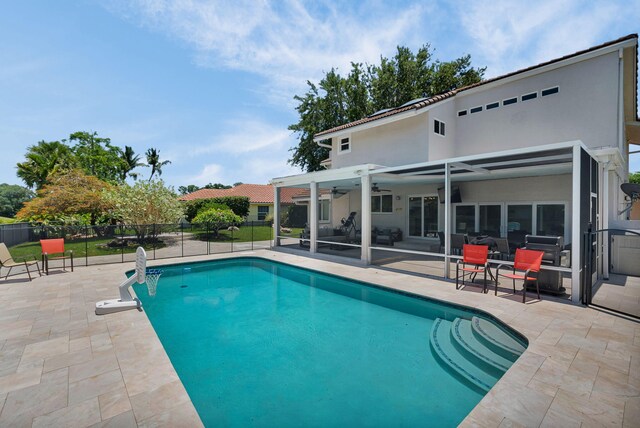 6851 Giralda Cir, Boca Raton, FL 33433 - view of pool with ceiling fan and a patio