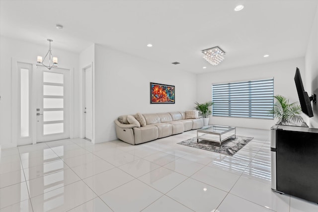 17516 Rainstream Rd, Boca Raton, FL 33496 - living room featuring tile patterned floors and recessed lighting