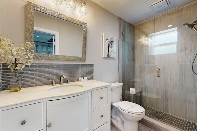 1760 Bel Air Ave, Lauderdale By The Sea, FL 33062 - bathroom with a stall shower, vanity, and backsplash